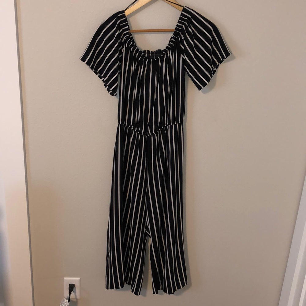 Black and white stripped jumpsuit